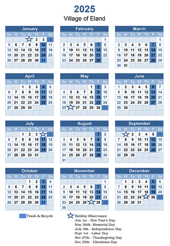 garbage pickup calendar