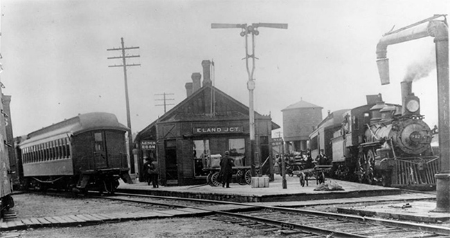 old train depot and trains