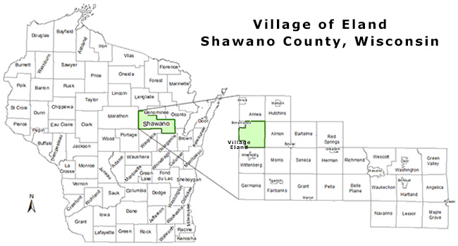 Village of Eland, Shawano County Map